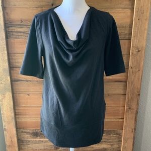 Duluth Trading Foldaway Cowl Neck Tunic Black With Pockets Size Small NWT